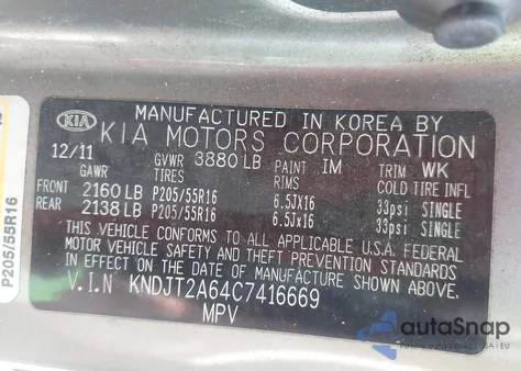 2012 Kia Soul + z USA, uszkodzony, nr VIN KNDJT2A64C7416669